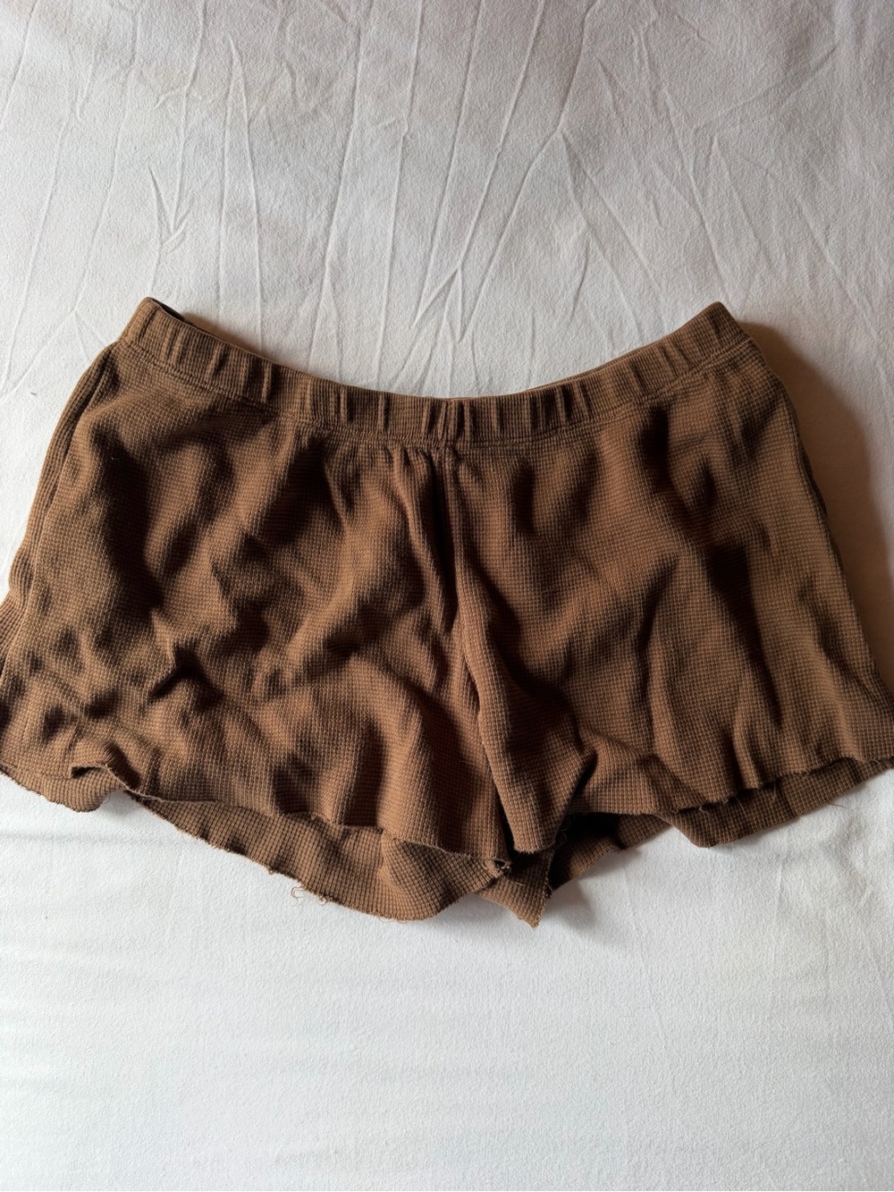 Brandy Melville Brown Waffle-Knit Athletic Shorts